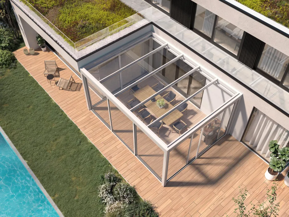 Terrasoverkapping met glazen dak